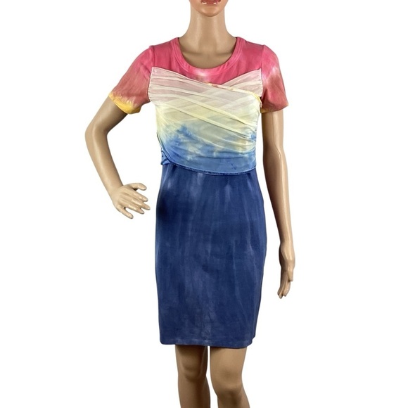Chaser Tie-Dye Mini Dress Size S Multicolor Short Sleeve - Picture 1 of 6